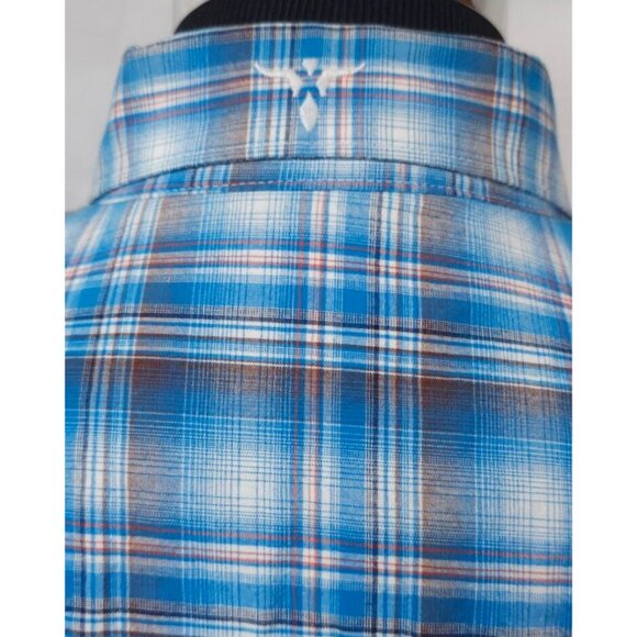 Wrangler 20X Mens Medium Blue Plaid Competition Advanced Comfort Western Shirt - Picture 10 of 12